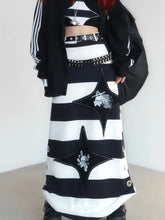 Load image into Gallery viewer, &#39;Hotot&#39; Harajuku Punk Black White Midi Skirt AlielNosirrah
