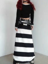 Load image into Gallery viewer, &#39;Hotot&#39; Harajuku Punk Black White Midi Skirt AlielNosirrah
