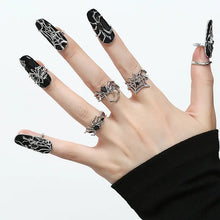 Load image into Gallery viewer, &#39;Instinctions&#39; Adjustable Silver Spider Rings Set AlielNosirrah
