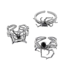 Load image into Gallery viewer, &#39;Instinctions&#39; Adjustable Silver Spider Rings Set AlielNosirrah
