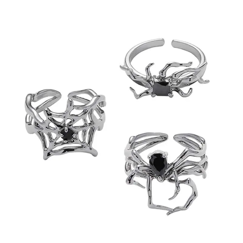 'Instinctions' Adjustable Silver Spider Rings Set AlielNosirrah