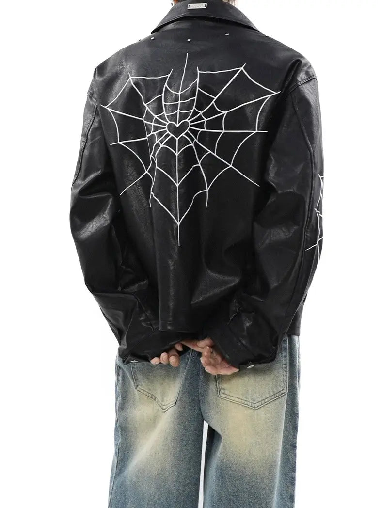 'Intuition' Dark Unisex Oversized Spider Leather Jacket AlielNosirrah