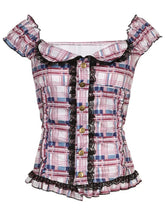 Load image into Gallery viewer, &#39;Iris&#39; Y2k Coquette Lace Pink Checked Shirts AlielNosirrah
