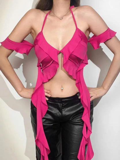 'Juicy' Pink Ruffle Ribbon Barbie Core Cami Top AlielNosirrah