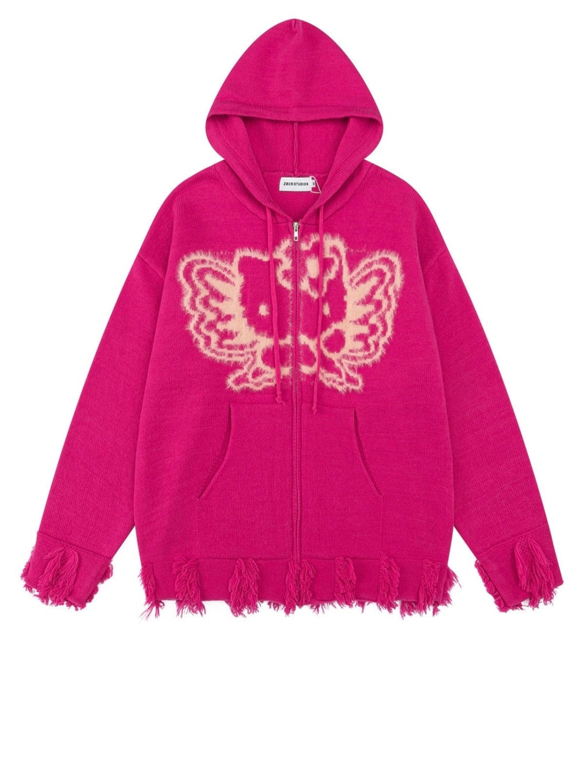 'Kitty Fairy' Y2k Kitty Pattern Hooded Sweater AlielNosirrah
