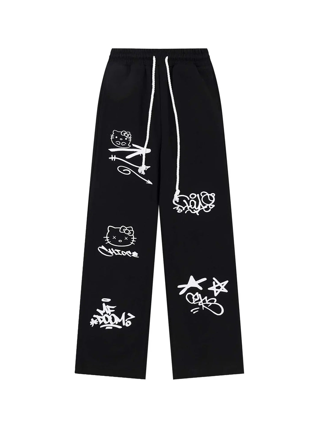 'Kittyyy' Kawaii Oversized Kitty Drawstring Pants AlielNosirrah