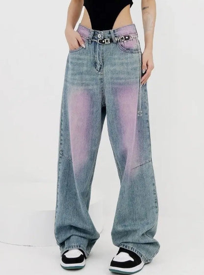 'Lavender' Grunge Oversized Distressed Wide-Leg Pants AlielNosirrah