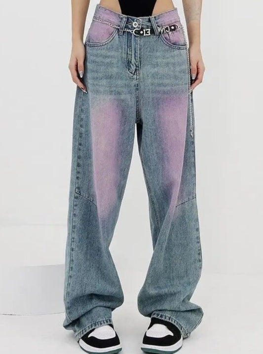 'Lavender' Grunge Oversized Distressed Wide-Leg Pants AlielNosirrah