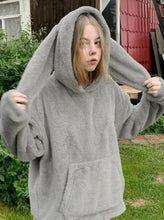 Load image into Gallery viewer, &#39;Lazy Weekend&#39; Rabbit Ears Polar Fleece Solid Color Hoodie AlielNosirrah

