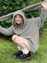 Load image into Gallery viewer, &#39;Lazy Weekend&#39; Rabbit Ears Polar Fleece Solid Color Hoodie AlielNosirrah
