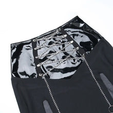 Load image into Gallery viewer, &#39;Leap&#39; Punk Metal Pu Leather Patchwork Midi Dress AlielNosirrah
