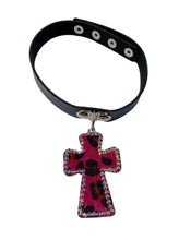 Load image into Gallery viewer, Leopard Print Diamond Cross Choker AlielNosirrah
