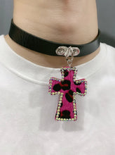 Load image into Gallery viewer, Leopard Print Diamond Cross Choker AlielNosirrah
