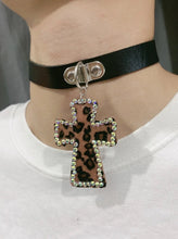 Load image into Gallery viewer, Leopard Print Diamond Cross Choker AlielNosirrah
