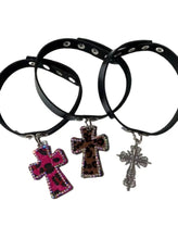Load image into Gallery viewer, Leopard Print Diamond Cross Choker AlielNosirrah
