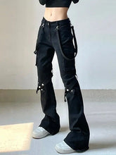 Load image into Gallery viewer, &#39;Locked&#39; Dark Tech-wear Buckle Strap Bell Pants AlielNosirrah
