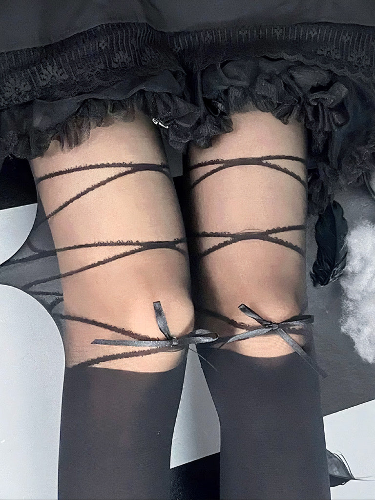 'Lolita' Coquette Ribbon Lace Leg Tights AlielNosirrah