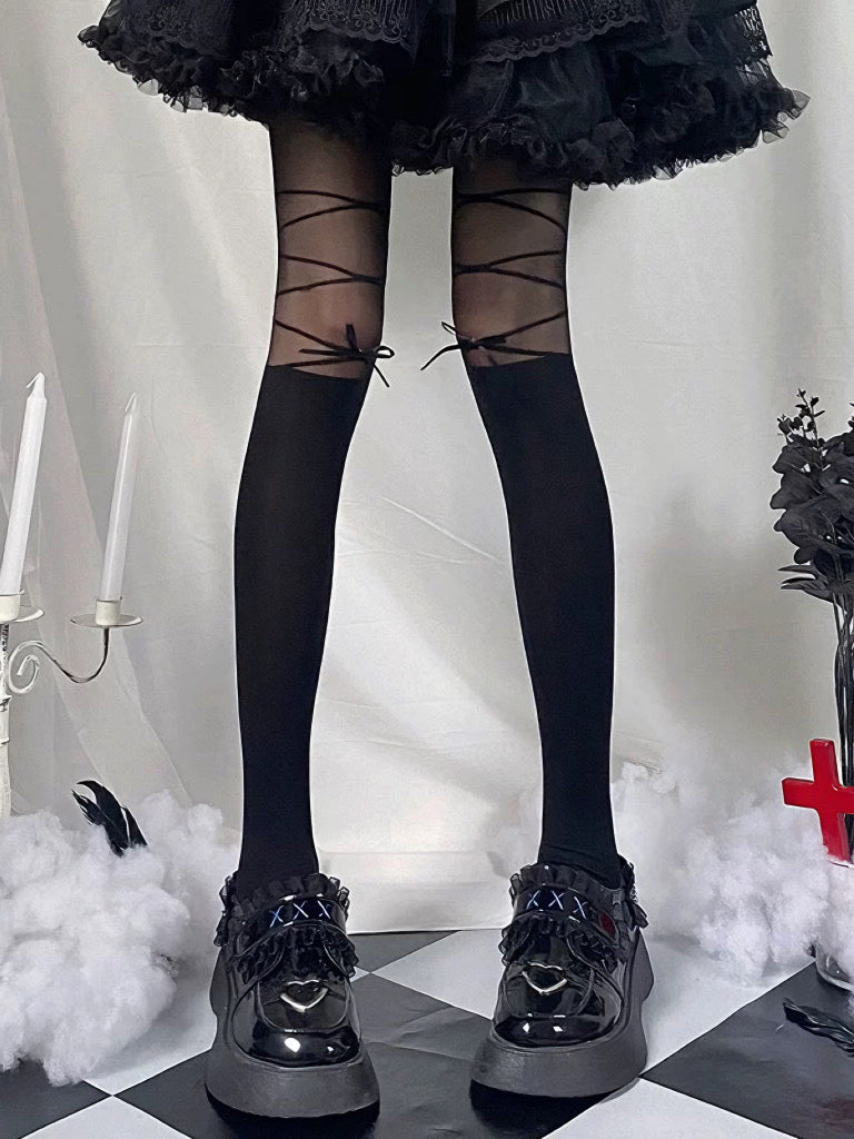 'Lolita' Coquette Ribbon Lace Leg Tights AlielNosirrah