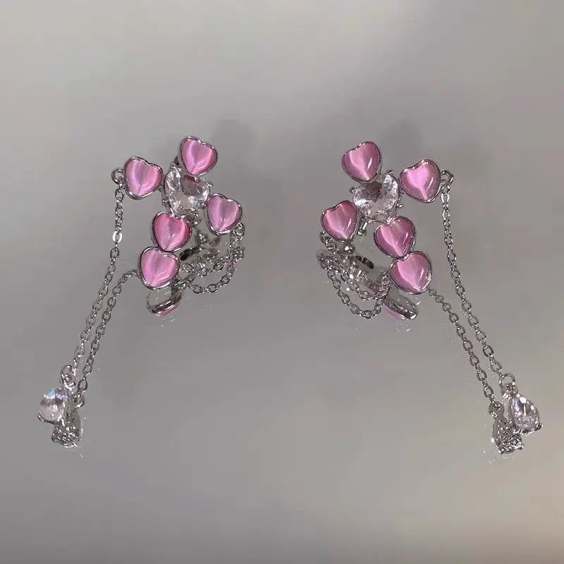 'Love on top' Opal Pink Heart Cross Earring AlielNosirrah