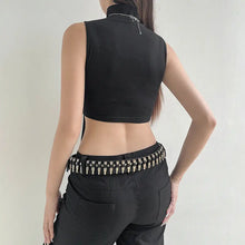 Load image into Gallery viewer, &#39;Merci&#39; Techwear Dark Biker Ribbon Top AlielNosirrah
