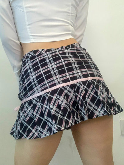 'Mimosa' Kawaii Checked Bowtie Mini Skirt AlielNosirrah