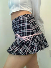 Load image into Gallery viewer, &#39;Mimosa&#39; Kawaii Checked Bowtie Mini Skirt AlielNosirrah
