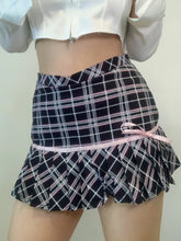 Load image into Gallery viewer, &#39;Mimosa&#39; Kawaii Checked Bowtie Mini Skirt AlielNosirrah
