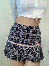 Load image into Gallery viewer, &#39;Mimosa&#39; Kawaii Checked Bowtie Mini Skirt AlielNosirrah

