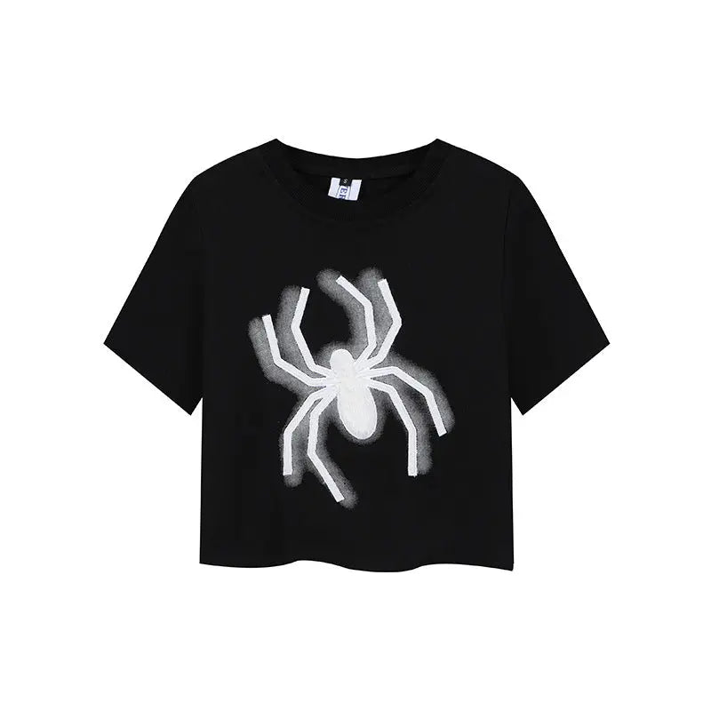 'Mini Spider' Punk Graphic  Spider Crop Top AlielNosirrah