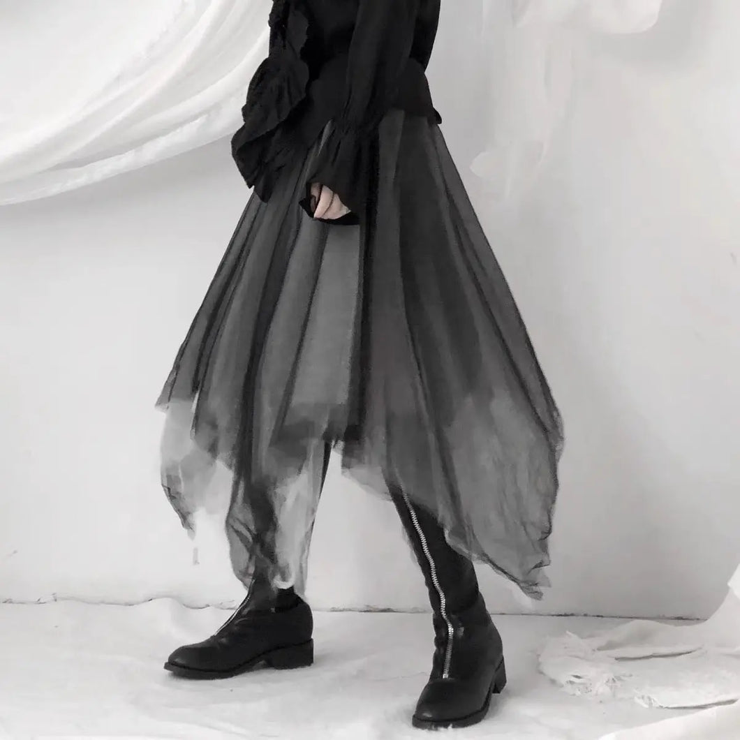 'Mountain' Dark Mesh Midi Handy Hem Dress AlielNosirrah