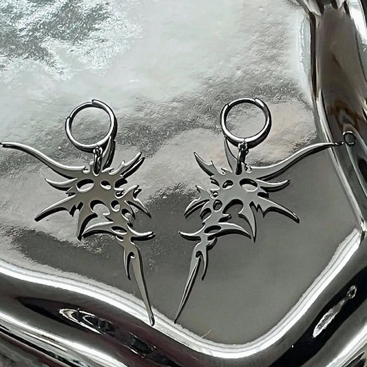 'Myth' Cybergoth Totem Silver Titanium Earrings AlielNosirrah
