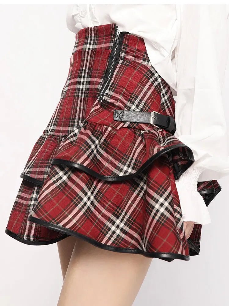 'NaNa' Harajuku Punk Red Checkerboard Skirt AlielNosirrah