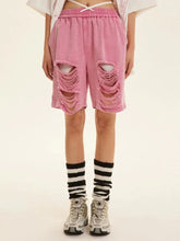 Load image into Gallery viewer, &#39;Naughty Pink&#39; Pastel Street Style Ripped Shorts AlielNosirrah
