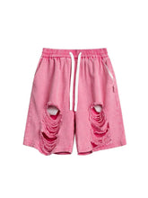 Load image into Gallery viewer, &#39;Naughty Pink&#39; Pastel Street Style Ripped Shorts AlielNosirrah
