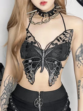 Load image into Gallery viewer, &#39;Night Dancer&#39; Butterfly Dark Embroidery Cami Top AlielNosirrah
