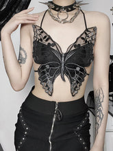 Load image into Gallery viewer, &#39;Night Dancer&#39; Butterfly Dark Embroidery Cami Top AlielNosirrah
