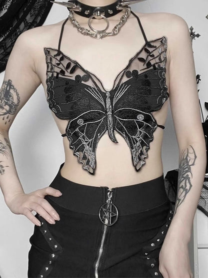 'Night Dancer' Butterfly Dark Embroidery Cami Top AlielNosirrah