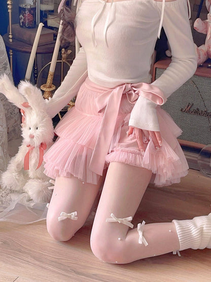 'Nutcracker' Ballet Pompom Bowtie Mini Skirt AlielNosirrah