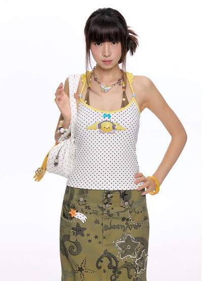 'Starry Pop' Summer Cute Polka Dot Tie-Up Halter Cami (Copy) AlielNosirrah