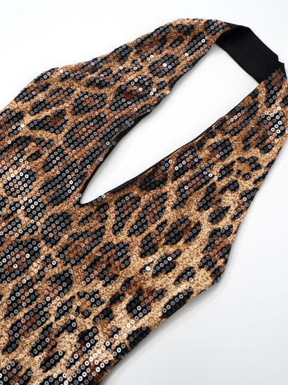 'Wild Spark' Sexy Leopard Sequin Halter Dress AlielNosirrah