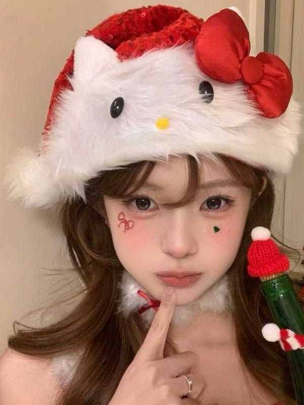 'Merry Sparkle‘ Kawaii Cute Kitty Bow Glitter Christmas Hat AlielNosirrah