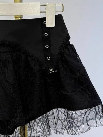 ’Sweet Entwine' Lace Patchwork Bow-Tie Blouse & Mini Skirt Set AlielNosirrah