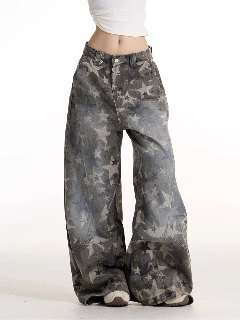 'Starlit Camo' Oversized Vintage Streetwear Hot Girl Camo Cargo Stylish Casual Pants AlielNosirrah