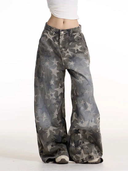 'Starlit Camo' Oversized Vintage Streetwear Hot Girl Camo Cargo Stylish Casual Pants AlielNosirrah