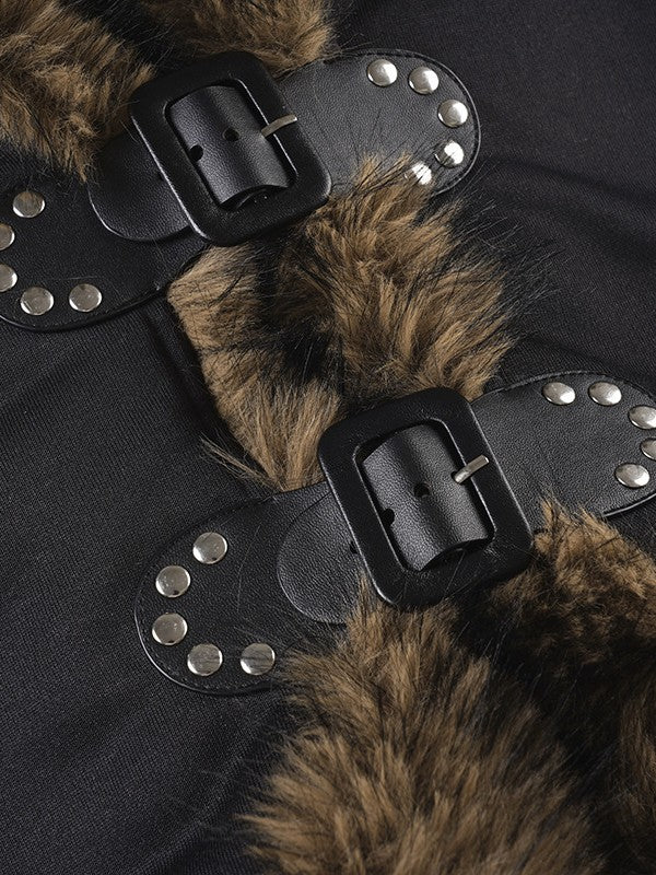 ’Wild Grace' Vintage Faux Fur Collar Buckle Jacket AlielNosirrah