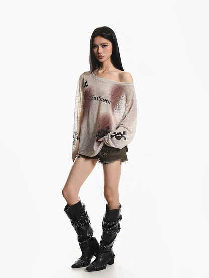'Moon Haze' Off-Shoulder Asymmetrical Long Sleeve Cover-Up (Copy) AlielNosirrah