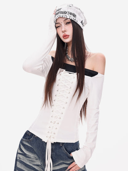 ’Urban Temptress' Color-Block Off-Shoulder Tie Top (Copy) AlielNosirrah