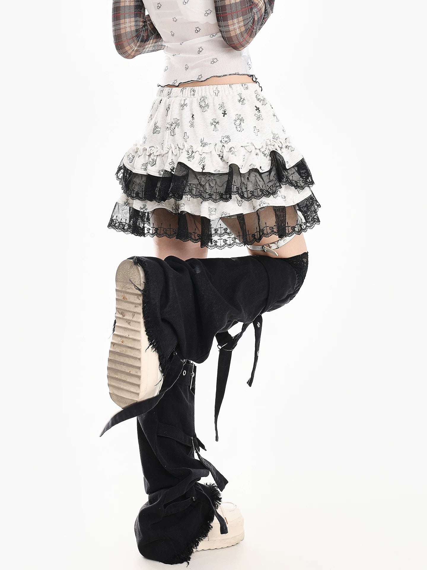 'Kitty Pop' Y2K Cartoon Kitty Print Puffy Skirt AlielNosirrah