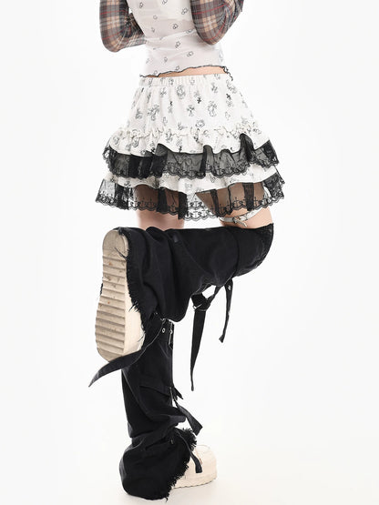 'Kitty Pop' Y2K Cartoon Kitty Print Puffy Skirt AlielNosirrah