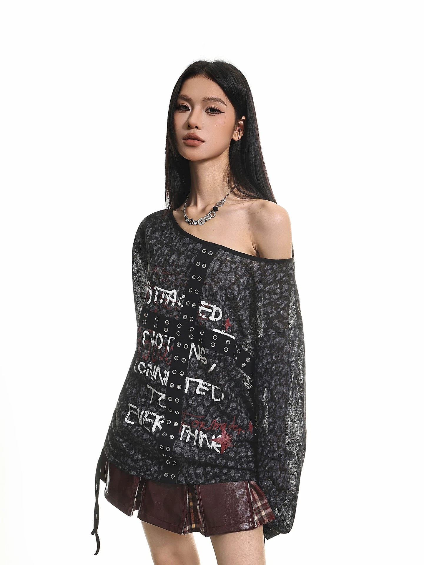 'Golden Claws' Leopard Drawstring Off-Shoulder Long Sleeve (Copy) AlielNosirrah